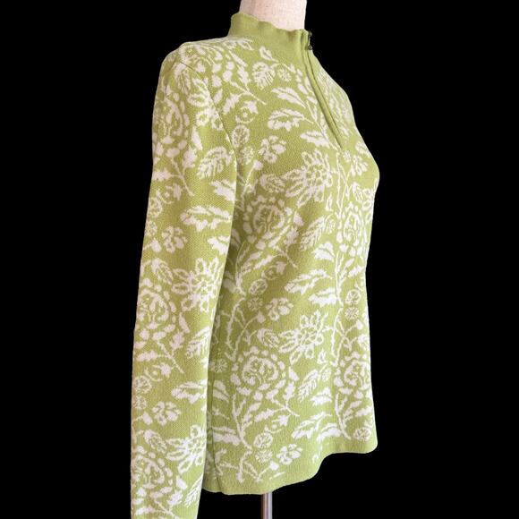 Meister Wool Blend Floral Sweater Women's Sz Medium Large Green All over Print - Picture 3 of 13